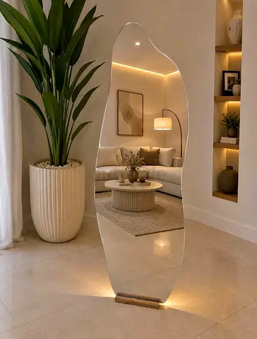 Full-length Free-standing Decorative Floor Mirror with LED