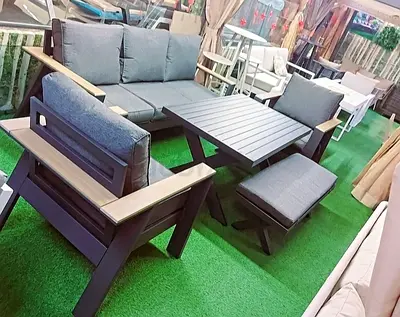 5-piece Outdoor Patio Sofa Set with Cushions and Coffee Table