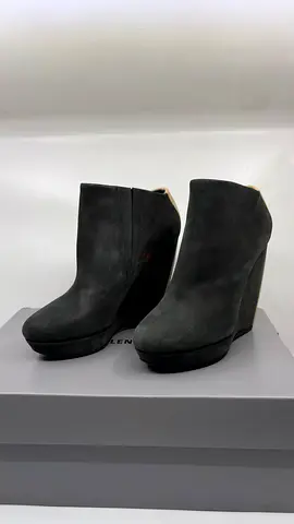 Balenciaga Grey Nubuck Leather Wedge Platform Ankle Booties Size 38