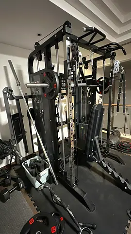 Multi-function Home Gym Smith Machine with Weight Plates and Bench