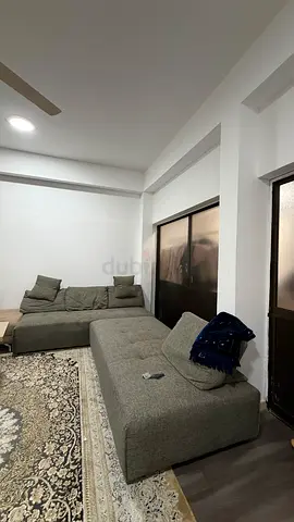 L-shaped grey modular sofa set - comfortable, good condition/ and grey sofa two seperate modul