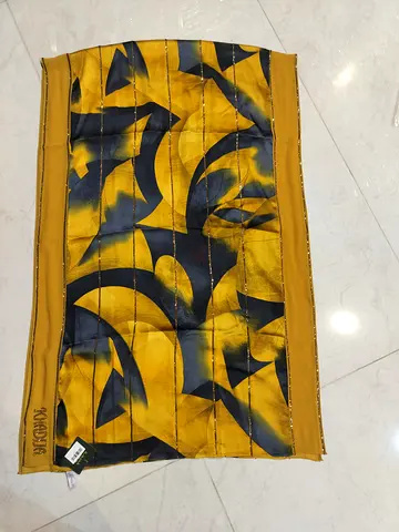 Yellow and Black Patterned Scarf / Shawl - Lightweight