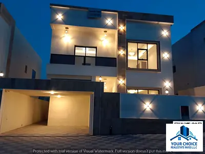 Luxury villa for sale in Al Helio 2, Ajman featuring modern design, super deluxe finishing, spacious layout ideal for families, prime location near Sh