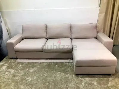 3-seat sofa-bed with chaise longue, with wide armrests