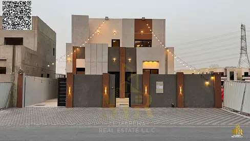 Luxury villa in Al Helio featuring a ground-floor bedroom and spacious rooftop for the first time, modern design, premium finishes, and registration f