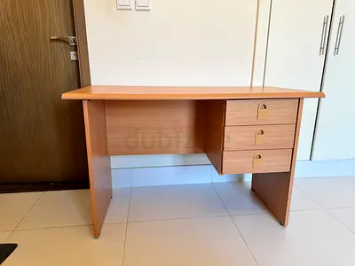 Simple Wooden Office Study Desk with 3 Drawers - Light Beech