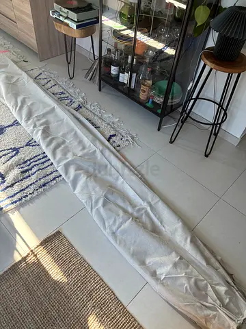 Huge blackout curtains in beige
