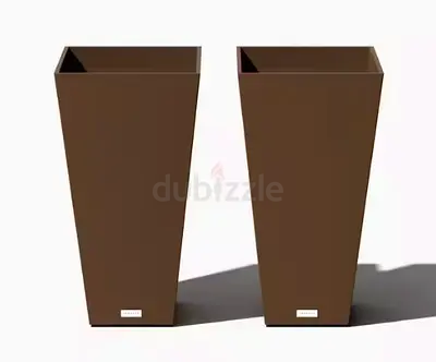 Midland 26 in. Espresso Plastic Tall Square Planter (2-Pack)
