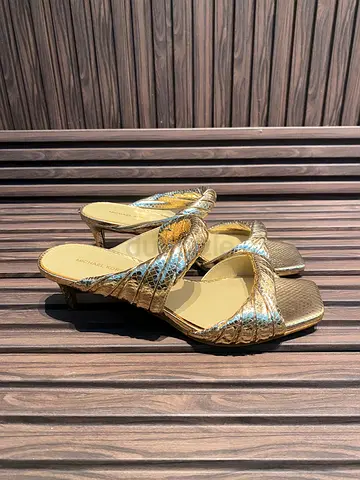 Michael Kors Kiana Metallic Embossed Leather Sandals