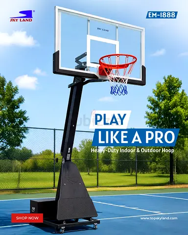 Heavy-Duty Basketball Hoop System with Tempered Glass Backboard | Adjustable OutdoorBasketball Goal