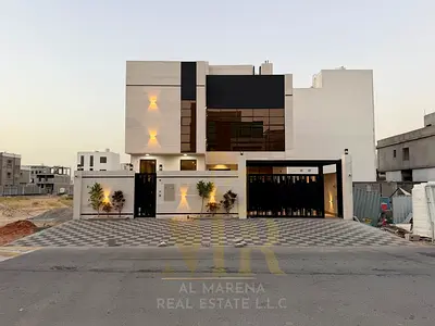 For sale in Al Bahia: A luxurious 6-bedroom villa with a rooftop terrace, fully air-conditioned, in a prime location.