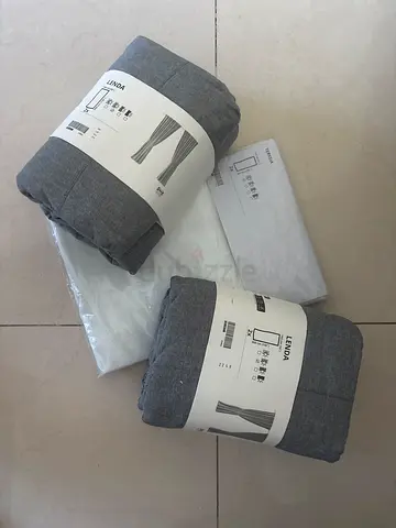 IKEA LENDA Grey Curtains - 2 Packs (New, Unopened) and 1 set of white TERESIA