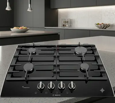 Bosch Built-In Gas Hob 60cm – Black Glass | Premium German Engineering