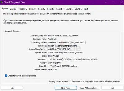 ASUS TUF Gaming F15 FX507VI Laptop - Core i7-13620H - 32GB RAM