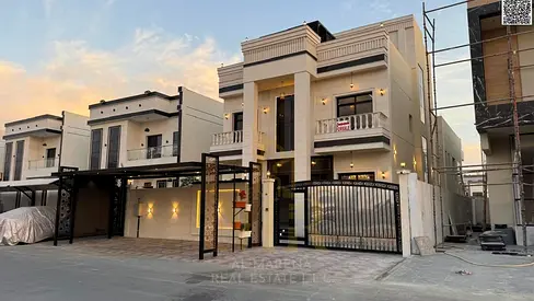 Villa (with swimming pool) for sale in Ajman | Al Yasmin area | 5 bedrooms, majlis, hall, maid's room and roof | Freehold | Price includes water, elec