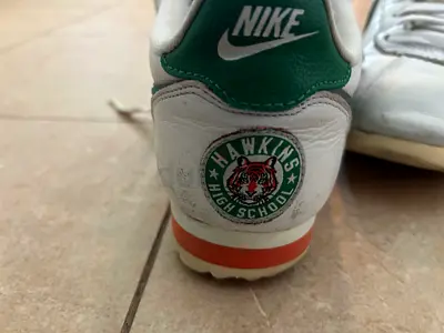 Nike Hawkins High School stranger things  white sneakers, used (pair) - size uk 9