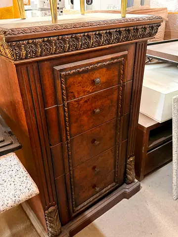 Vintage Tall Wooden Dresser / Chest of Drawers - Ornate Carved Design