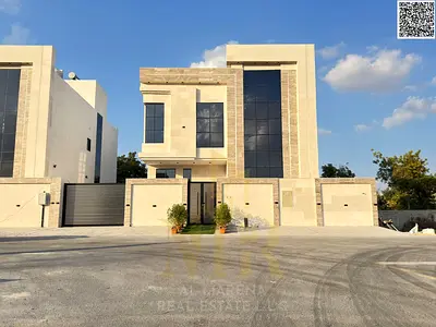 Luxury villa for sale in Al Zahia – Ajman | Two floors + roof | 5 master bedrooms | Private pool | Modern design and high-end finishes | Registration