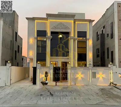 Classic villa in Al Helio, Ajman | Two floors and a roof | 5 master bedrooms, super deluxe finishing. Price includes registration and ownership fees.