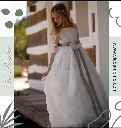 White Lace Flower Girl / First Communion Dress for Girl size 12
