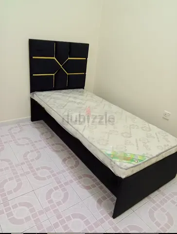 Single Bed with Headboard and Mattress - Black