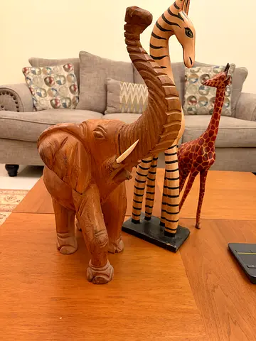 African Three Animals, Wood Statue, Hand Carved Wood Decor, Handmade African Art