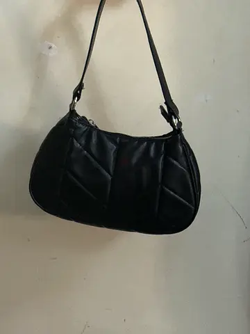 Small Black Quilted Shoulder Bag - Lightweight Everyday Purse
