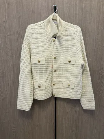 Zara Cream Textured Knit Jacket – Size L