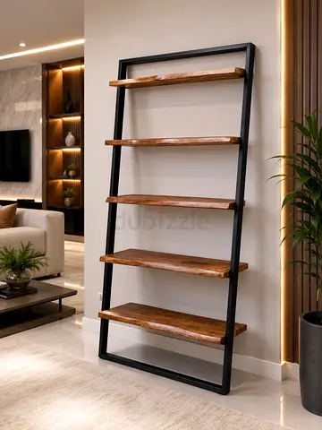 Marina home wooden 5-Tier Wood and Metal Bookcase / Display Shelf