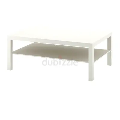 White rectangular coffee table with lower shelf - modern, good condition