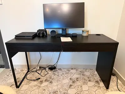 IKEA Black Modern Writing/Study Desk with Drawers - Good Condition