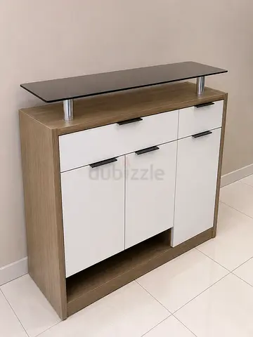 Modern Wooden Cabinet with Glass Top