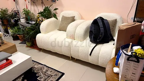 Cream boucle 7-seater sofa (3+2+1+1) in good condition