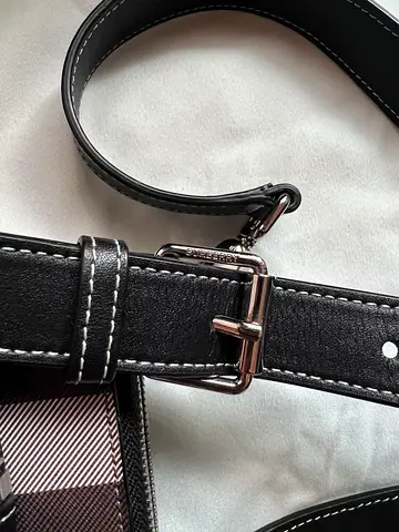 Authentic Burberry Check Handbag with Adjustable Leather Strap