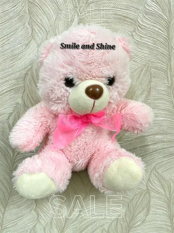 Soft Pink Teddy Bear with Ribbon