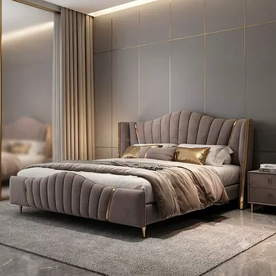 Brand New Super King Velvet Bed with Padded Panel Headboard | Custom Colors