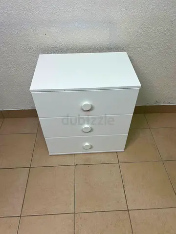 White 3-Drawer Bedside Chest / Nightstand - Good Condition