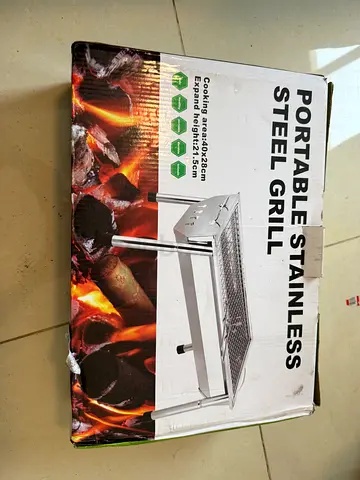 Portable Stainless Steel Charcoal Grill - Compact Foldable BBQ (40x28cm)