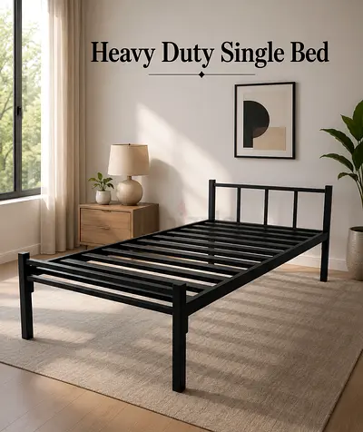 Heavy Duty Metal Single Bed – Steel Bed Frame for Staff Accommodation