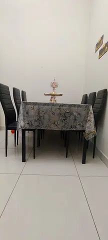 Dining table with 6 chairs - modern black set