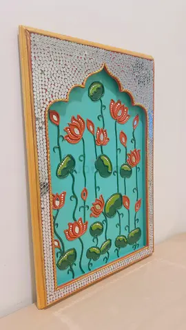 Hand-painted Floral Decorative Wall Panel with Mirror Border