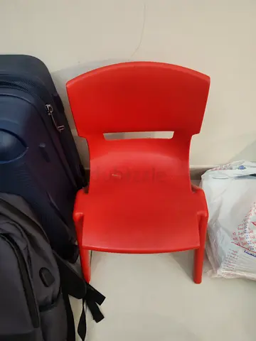 Pair of small red plastic kids chairs - good condition for 2-10yrs