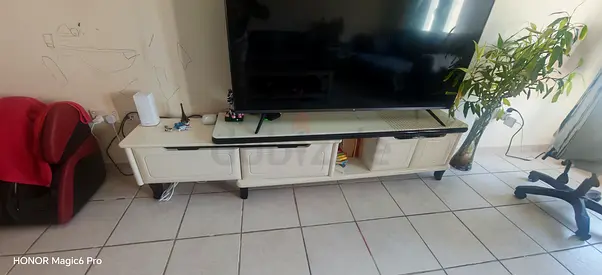 65 inch Flat Panel Smart TV with TV Console - Good Working Condition