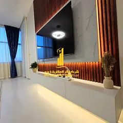 First tenant, luxurious and elegant two-bedroom apartment with a fully furnished living room, availa