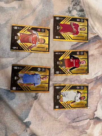 Collection of 5 Gold Edition Football Trading Cards - UEFA Club Stars 100 club