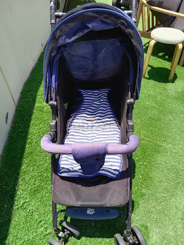 Lightweight Navy Blue Baby Stroller with Padded Liner