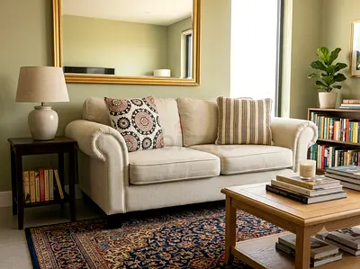 Beige 3+2+2Seater Sofa in Good Condition