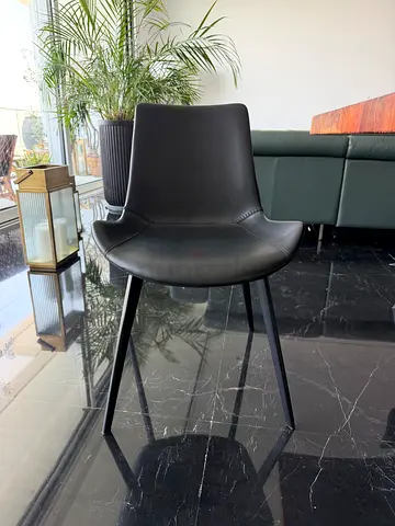 Set of 4 Modern Black Leather Dining Chairs - Good Condition