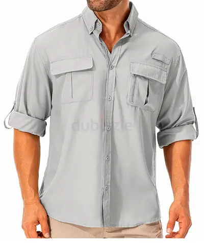Mens Hiking/Fishing Shirt, Sun UV Protection, Quick Drying Size: XXL - GREY