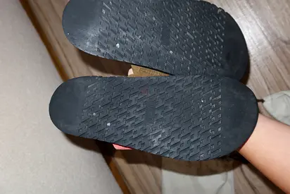 Pre-owned black rubber flip flops - good sole condition